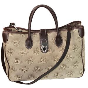 DOONEY & BOURKE Double Handle Signature Tan Canvas & Leather Trim
Tote DL50C W8
